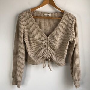 LUSH tan cropped Sweater